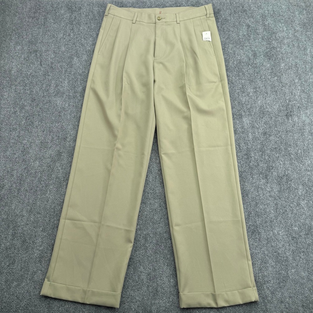 Grand‎ Slam Pants Mens 35x32 Beige Pleated Lightweight Performance Golf UPF